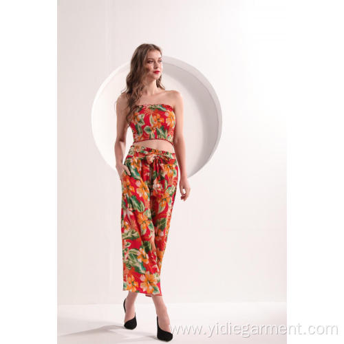 Floral Print Tube Top Floral Print Smocked Cropped Tube Top Factory